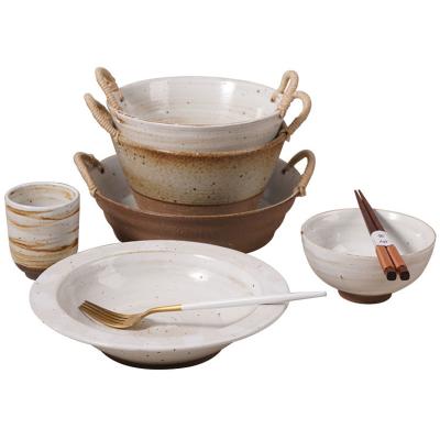 China 2021 factory style dinnerware set wholesale hot sustainable Japan style ceramic daily dinnerware set dishes for sale