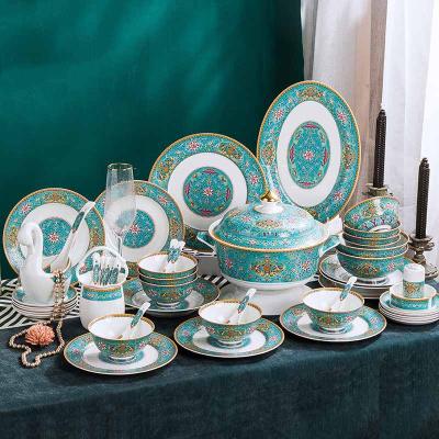 China Sustainable Hot Blue Dinnerware Sets Dinnerware+Sets Dinnerware Dish Dishes Restaurant Lunch Box Ceramic Porcelain Dinner Set for sale