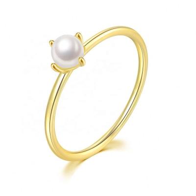 China TRENDY Minimalist Fashion Jewelry 14K Gold Plated Mini Imitation Pearl Ring Delicate Designs For Women KBR010-M for sale