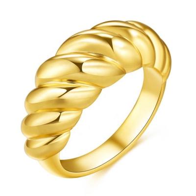 China Minimalist Lady Girls 14K Chunky Twisted Crescent Dome Ring Gold Plated Women Jewelry 2022 TRENDY Fashion for sale