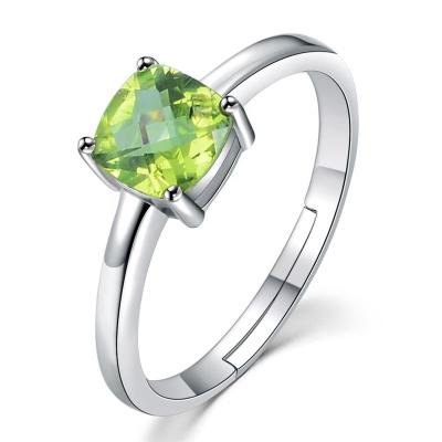 China FASHIONABLE Peridot Ring S925 Sterling Silver Jewelry Simple Green Gemstone 925 For Women RI037 for sale