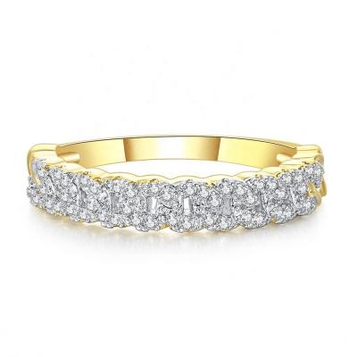 China 2022 Fashion Newcomer INS Fashion Jewelry Half Micro Pave Zircon O Shape Cuban Link Chain Ring for sale