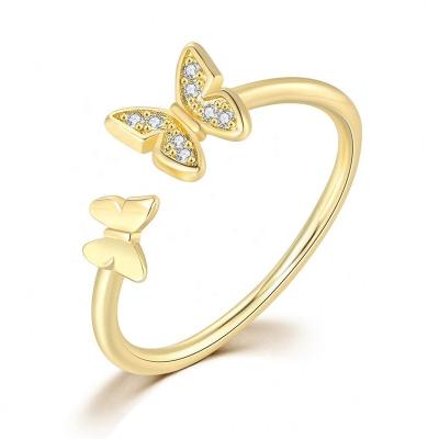 China Lady Accessories Jewelry Small Butterfly Simple Design Factory Supply Open Ring R394-M for sale