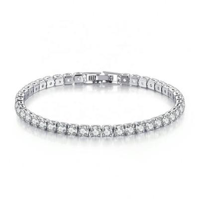 China CLASSIC Wholesale Luxury 18K White Gold Plated 4MM Zircon CZ Diamond Charm Tennis Bracelet For Women for sale