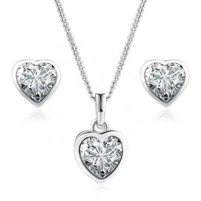 China FASHIONABLE Cheap Elegant Jewelry 18K Gold Plated Heart Zircon Necklace And Earring Sets For Women And Girls for sale