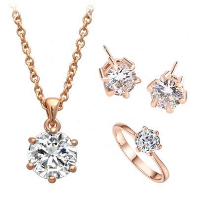 China Women CLASSIC Quality Noble S226 S228 Zircon 5A Diamond Earrings Rings And Necklace Crystal Jewelry Set for sale