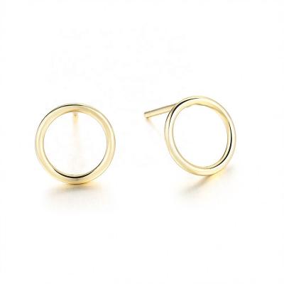 China CLASSIC Minimalist 14K Gold Plated Jewelry 925 Sterling Silver 10MM Circle Stud Geometric Open Earrings EMER039 for sale