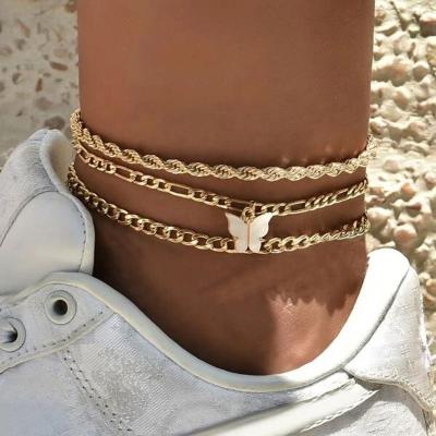 China Wholesale CLASSIC 18k Gold Plated Stainless Steel Rope Chain Anklets For Women for sale