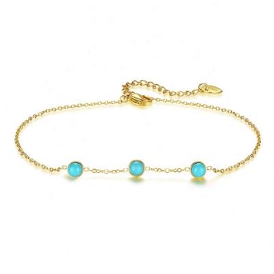 China Non Tarnish Jewelry Summer Beach Hot Selling Turquoise Anklet Fashion Design Non Tarnish Ladies Stainless Steel Jewelry Anklets for sale