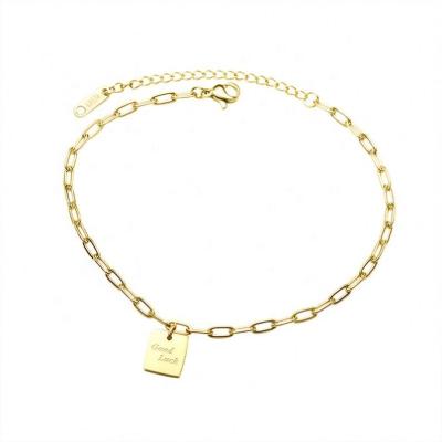 China CLASSIC Diamond Anklets Foot Jewelry Paper Clip Chain Anklet 18k Gold Plated Stainless Steel Good Luck Charm Anklet for sale