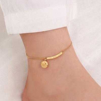 China CLASSIC With Charms 18k Gold Plated Stainless Steel Smile Charm Anklet Chain for sale