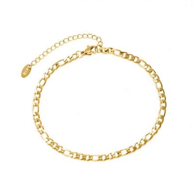 China MICCI CLASSIC Jewelry Customize Necklaces Bracelet & Anklets Women's 18k Gold Plated Stainless Steel Gold Figro Chain Anklet for sale