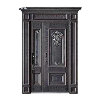 China Modern Luxurious Security Steel Exterior Double Door Bulletproof Home Door Armored Steel Casting Designs for sale