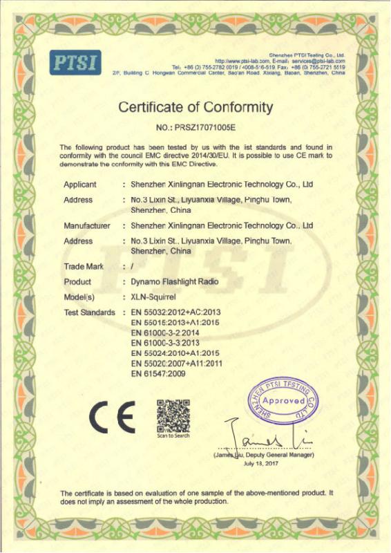 CE - Shenzhen Xinlingnan Electronic Technology Co., Ltd.