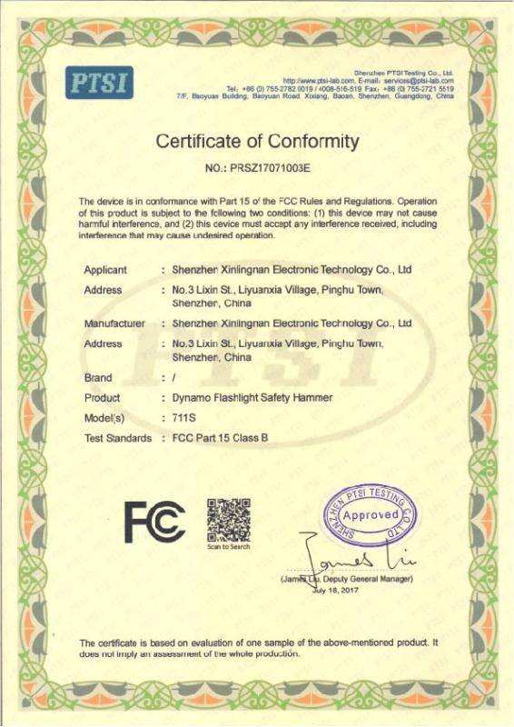 FCC - Shenzhen Xinlingnan Electronic Technology Co., Ltd.