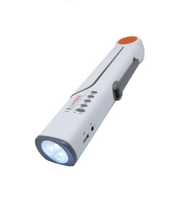 China ABS rechargeable solar powered ps emergency deak lamp dynamo led torch with fm radio for sale