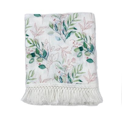 China OEM Anti-Static Factory Natural Bamboo Cotton Tassel Baby Muslin Wrap Blanket for sale