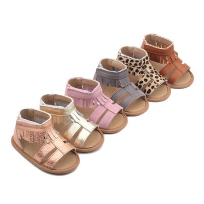 China Breathable Free Sample Now Logo Tassel Genuine Leather Custom Baby Shoes Summer Baby Sandals For Girls for sale