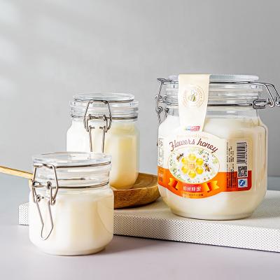 China Modern High Quality Plastic Clear Stainless Steel RTS 500gHexagon Picosecond Honey Jar Airtight With Flip Clip Top Lid Storage Container for sale