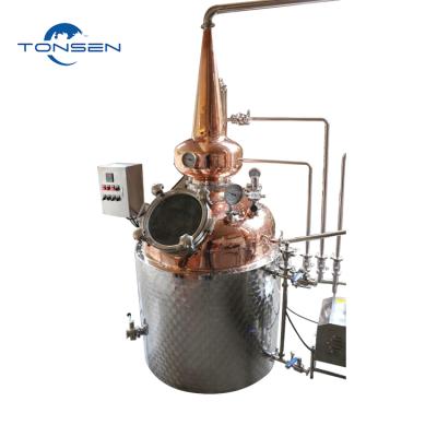 China Commercial Copper Distillery Wine Whiskey Vodca Gin Tequila Brandy Alcohol Reflux Column Distiller 100L 200L 300L 500L 600L for sale