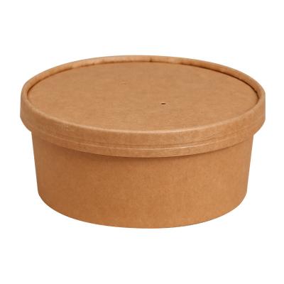 China Eco-Friendly Biodegradable Minimalist 100 Food Wrapping Cup Bowl Salad Bowl Cup With Lid PE Around Disposable Kraft Paper Liner for sale