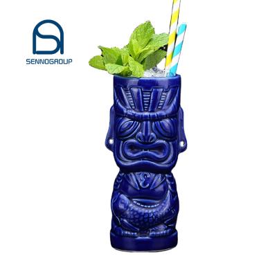 China Tiki Style Personality Wine Mugs Set Ceramic Cup Viable Hawaiian Cocktail Cup Drinking Party Barware For Bar for sale