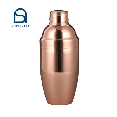 China Stainless Steel Factory Direct 550m Stainless Steel Cocktail Shaker--Ribbon/Gold/Rosegold for sale