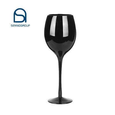 China 300ml 10oz Wine Goblet Full Color Accent Lead Free Elegant Western Glasses Black Blind Sample Glass For Fun Party Event for sale