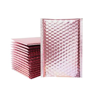 China Shock Resistance Rose Gold Metallic Aluminum Foil Bubble Padded Poly Bag Mailing Mailer for sale