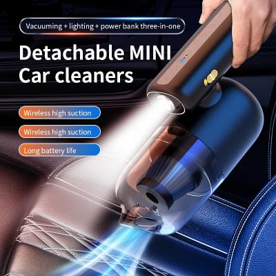 China new product 100ml 2022 Front Led Light Power Bank 3 in 1 Cordless Rotatly Detachable MIni Car Vaccum Cleaner For Handheld Car for sale