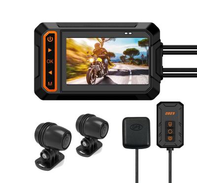 China IPX7 Waterproof Dual Lens Waterproof Front Back Motorcycle Dash Camera Recorder WiFi GPS Global Driving Motorcycle Camera for sale