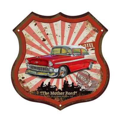 China Popular Wholesale Vintage Car Shield Shape Wooden License Plates 29x29cm Accept Custom Made for sale