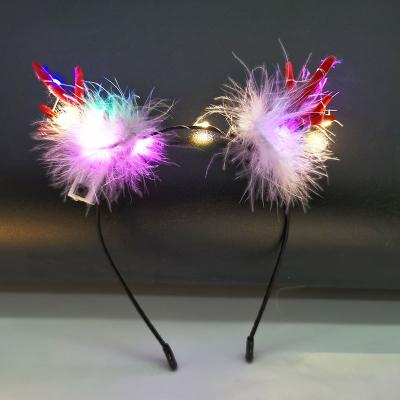 China Unique Eco-friendly HB1016A LED Party Headband Demon Style Thin Hairy Fashion Hairband Light Headbands For Girl Diadema for sale