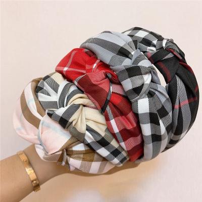 China HB1107A eco-friendly plaid printed hard knot headband set fabric headband winter wholesale headband for women 2020 for sale