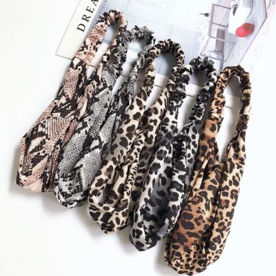 China HB782A Eco-friendly Multi Option Leopard Printed Headband High Quality Elastic Headband Classic Knotted Headband For Girl for sale