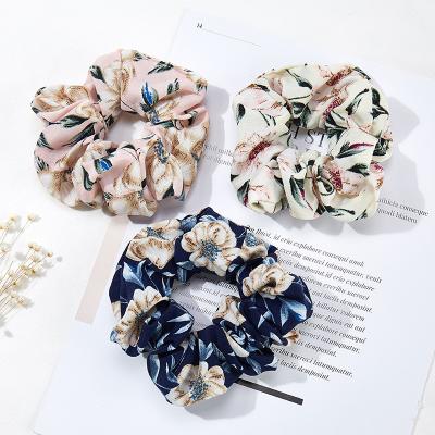 China Fashion PT078 Cheap Environmental Friendly Flower Printing Ladies Ponytail Accessories Korean Hair Scrunchies for sale