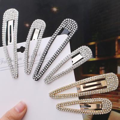 China HC009A Eco-friendly Classic Silver Hair Clip Hair Accessories Water Drop Rhinestone Hair Grips for sale