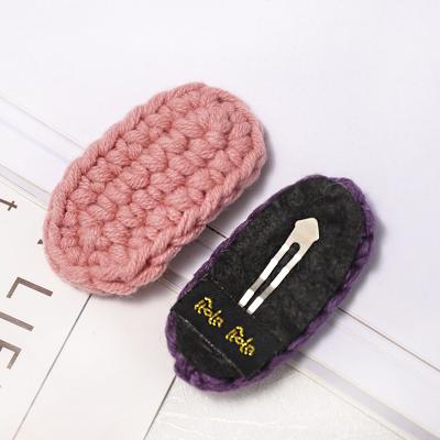 China HC324 Best Selling Eco-Friendly Children's Hair Accessories Wholesale Handmade Knitting Girls Hair Clip Cute Catton Wool Hairpin for sale