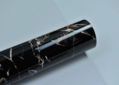 China High Gloss Black Marble Grain PVC Decorative Films For 2D Lamination, Waterproof for sale