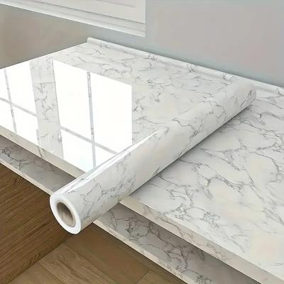 China Oil Proof White Marble Self Adhesive PVC Decorative Film Easy Sticker For Home Decoration DIY for sale