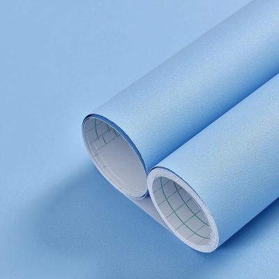 China Blue Solid Color Self-Adhesive PVC Film Matte Embossed- Peel And Stick For Furniture Covering for sale