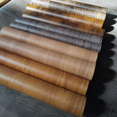 China 0.14mm PVC Decorative Laminating Film Wooden Texture Embossed Film Wood Design For Laminated Sheet for sale