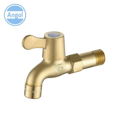 China Washing Machine Industrial Bibcock Bib Brass Simple Cold Old Fashioned Gold Faucet for sale