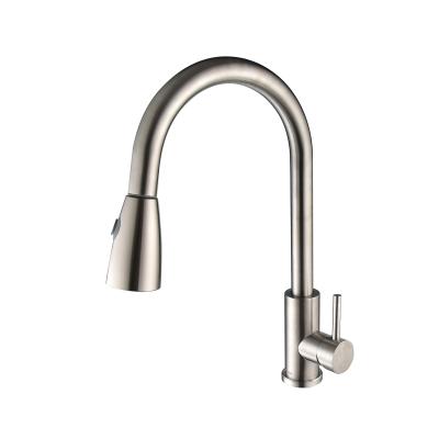 China Sense Faucets 304 Stainless Steel Single Handle Pull Down Flexible Sprayer Kitchen Faucets With Pull Out Spout for sale