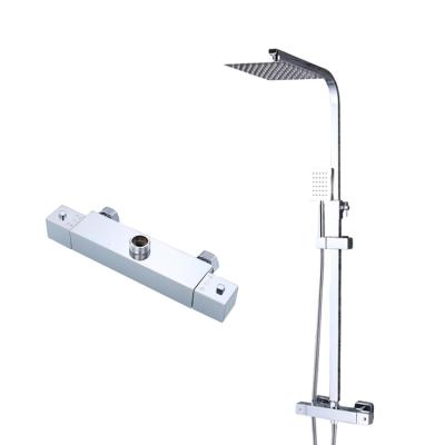 China With Sliding Bar Square Design Exposed Bath Room Thermostatic Shower Set for sale