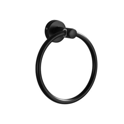 China Heater 304 Stainless Steel Black Paint Baking Towel Ring For Bathroom Wall Mounted Towel Ring Circle Hanger for sale