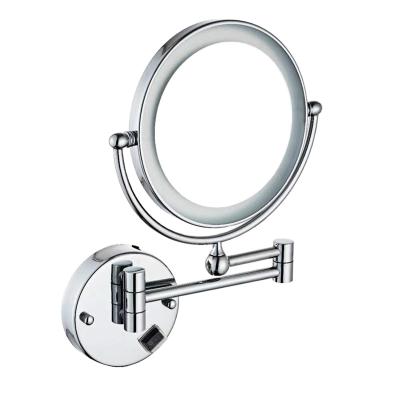 China Wall Mounted Magnifying Bathroom Freely Rotate Two Sides Using Folded Make Up Mirror With Led for sale