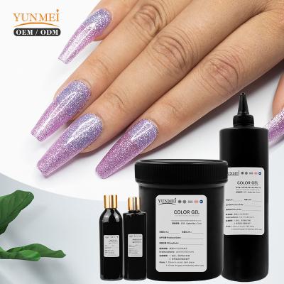 China Professional Wholesale 15Ml Rubber Gel Nail Polish Glitter Pink Color Led UV Gel for sale