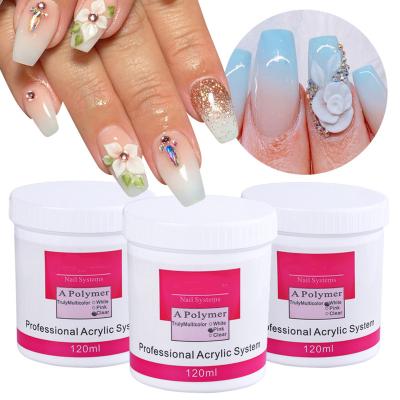 China Creating Beautiful Nail For Long Lasting Sparkle Nail Tips Carving Crystal Polymer Clear White Pink Colors Acrylic 3D Nail Art Tips Builder UV Nail Acrylic Powder for sale