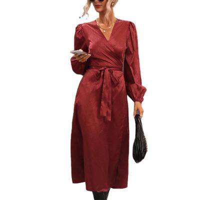 China Lady Solid Sexy Vintage Fashion Lady Elegant Loose A Line Breathable Casual Dress for sale